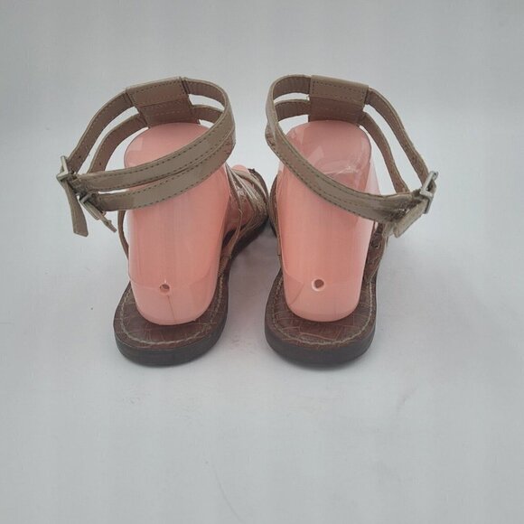 Sam Edelman Gilda Faux Patent Leather Taupe Gladiator Flat Sandals Size 8.5M - Picture 5 of 10